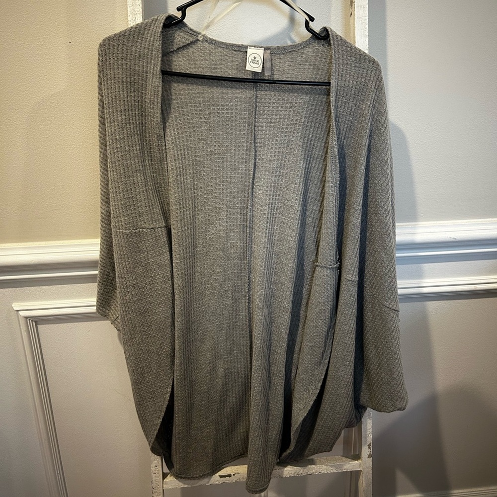 Gray Open-Front Women's Sweater